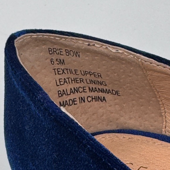 Cecelia New York Brie Navy Velvet Bow Flats Women's 6.5 Pointed Toe - Picture 8 of 10